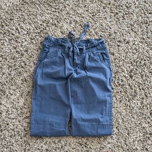 SO PaperBag Tie Waist Straight Leg Blue Dress Pants